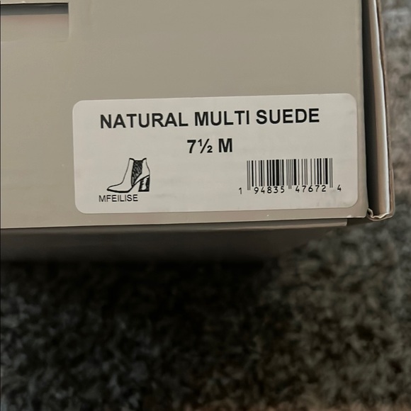 Marc Fisher Tan Suede Ankle Booties with Stacked Heel - Picture 6 of 6